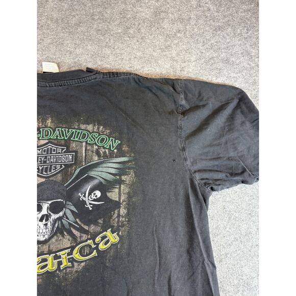 Harley Davidson Jamaica Shirt Mens 2XL Black Skull Pirate Tee Motorcycle Biker - Picture 7 of 11